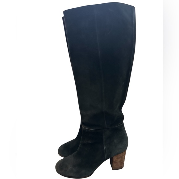 Cole Haan Nike Air Boots 9 Knee High Black Suede wood Heel - Picture 4 of 7